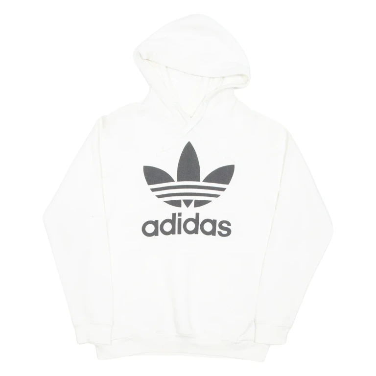 ADIDAS Womens White Hoodie Pullover M