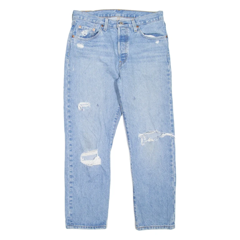 LEVI'S 501 Jeans Distressed Womens Blue Regular Straight W28 L26