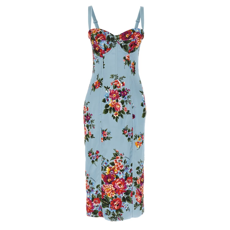 Blue Viscose Midi Dress - Women