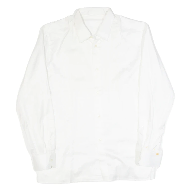 Mens Shirt White 90s Spotted Long Sleeve M