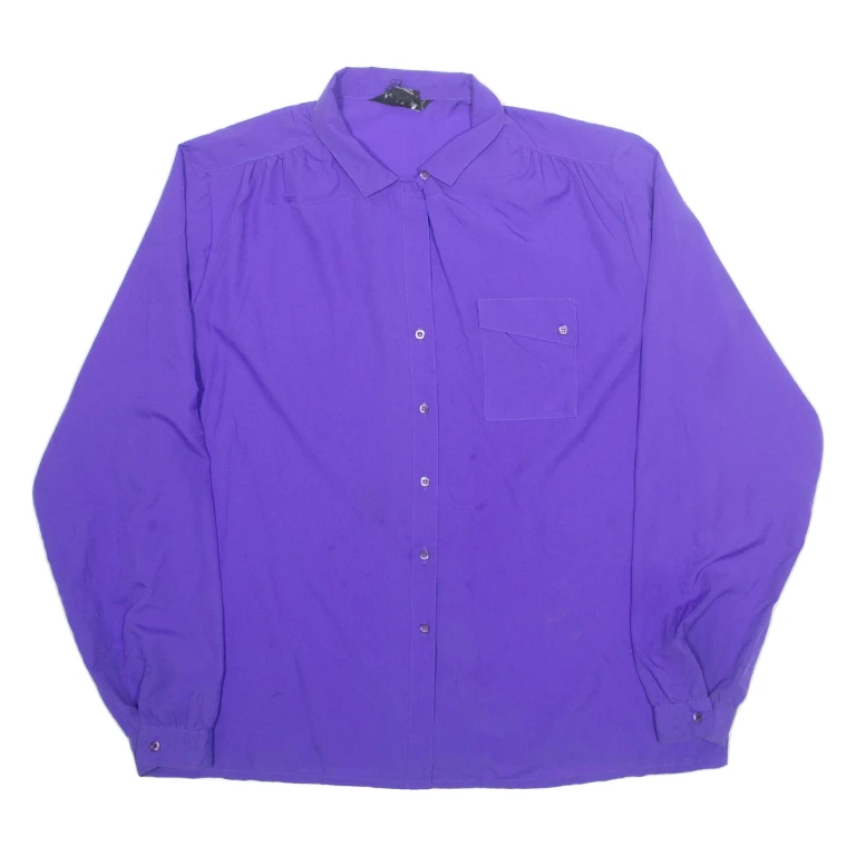 Womens Blouse Purple High Neck Long Sleeve L