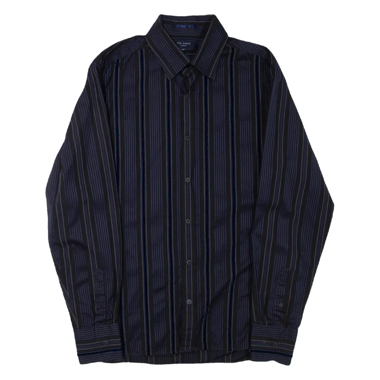 TED BAKER Mens Shirt Blue Striped Long Sleeve S
