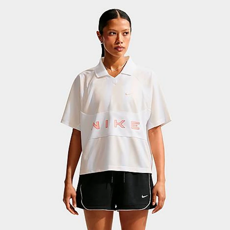 Nike Women's Sportswear Striped Oversized Jersey in Chalk/White/White Size: XS