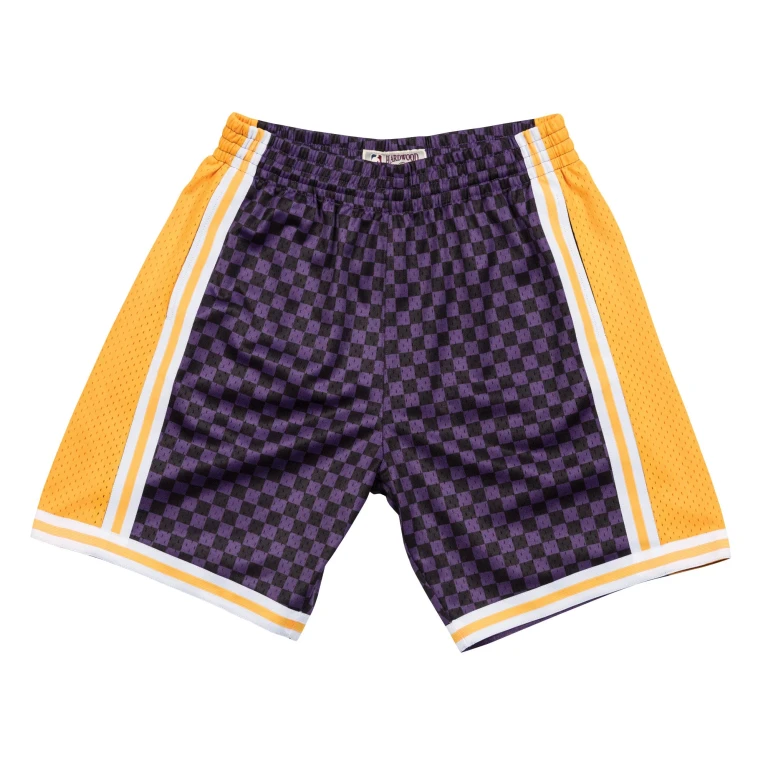 Men's NBA Checked Swingman Shorts La Lakers Purple