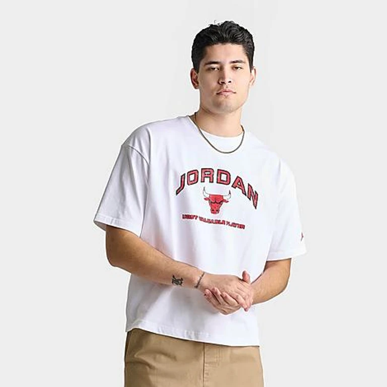 Nike Men's Jordan Flight Essentials MVP Graphic Boxy T-Shirt in White/University Red Size: Small