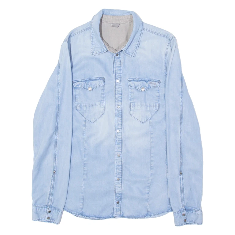 GSTAR RAW Mens Denim Shirt Blue Long Sleeve S