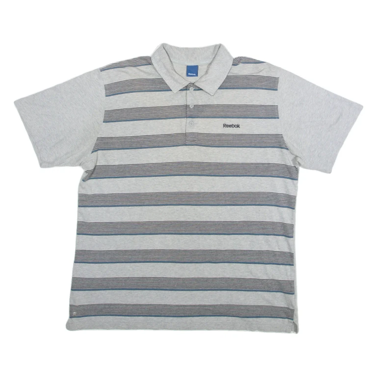 REEBOK Mens Polo Shirt Grey Striped XL (GG1-081024-18853)
