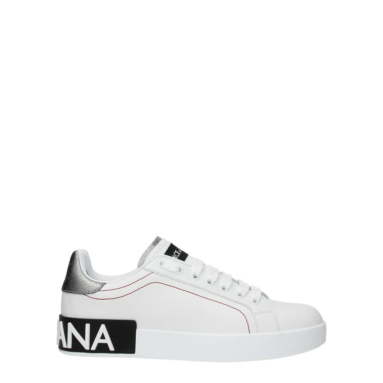 Dolce & Gabbana White Leather Low Top Sneakers - Women