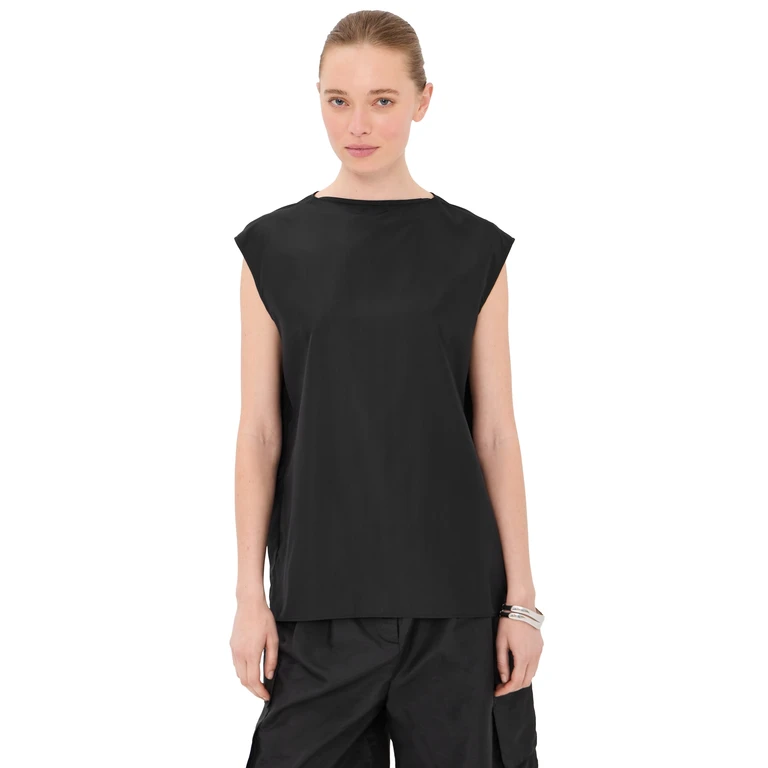 Tibi Summer Nylon Sleeveless Cocoon Top White XXS