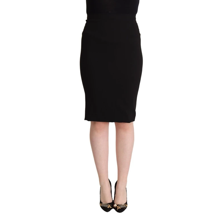 Dolce & Gabbana Black High Waist Knee Length Pencil Cut Skirt Viscose Acetate Spandex - Women