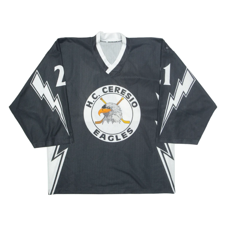 HC Ceresio Eagles Mens Jersey Black Long Sleeve USA V-Neck L