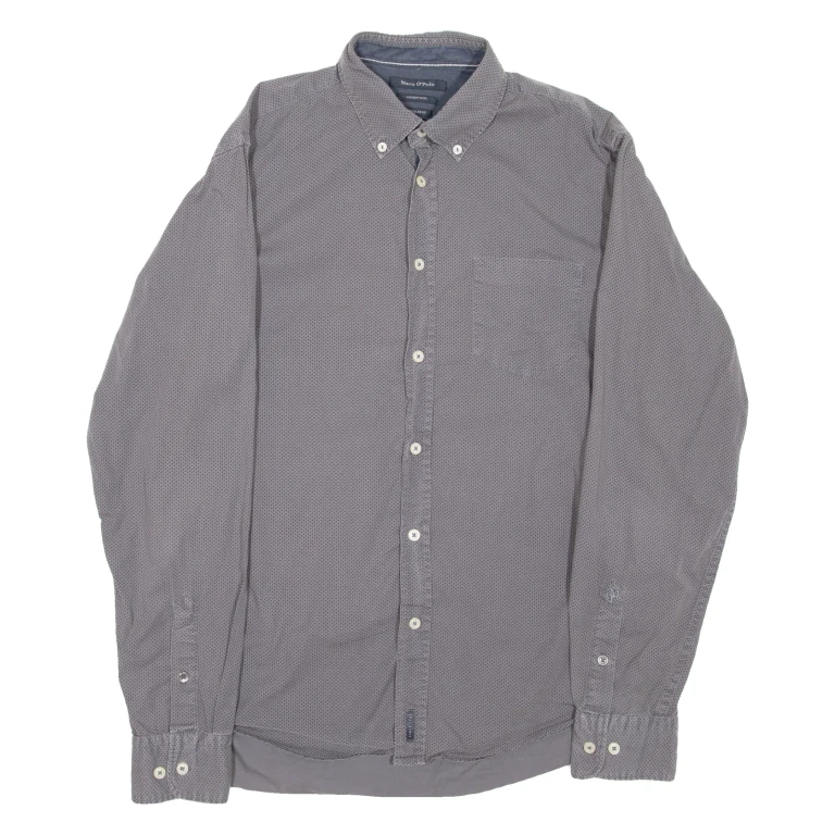 MARC O'POLO Regular Fit Mens Shirt Grey Spotted Long Sleeve M