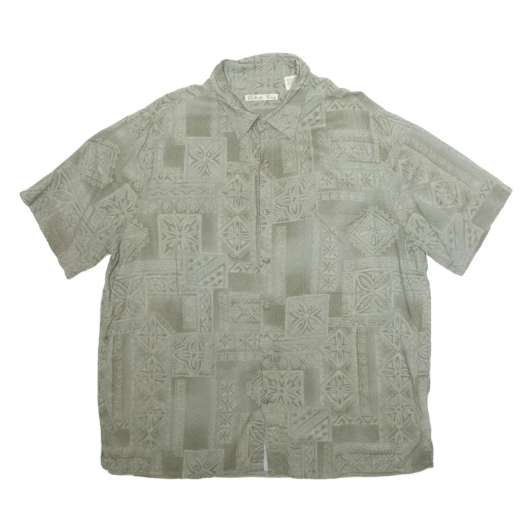 BATIK BAY Mens Hawaiian Shirt Grey Crazy Pattern XL