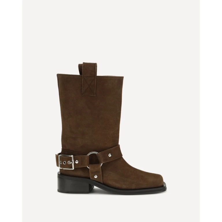 GANNI Suede biker Boots Female 37