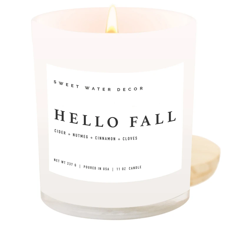 Hello Fall Soy Candle - White Jar - 11 oz