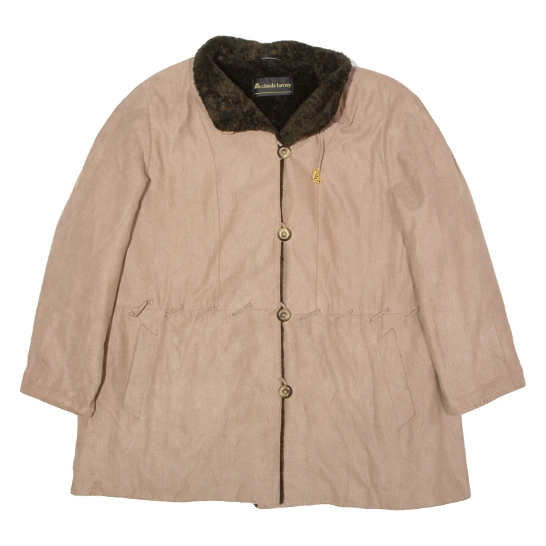 CLAUDE HARVEY Womens Overcoat Coat Brown Faux Suede XL
