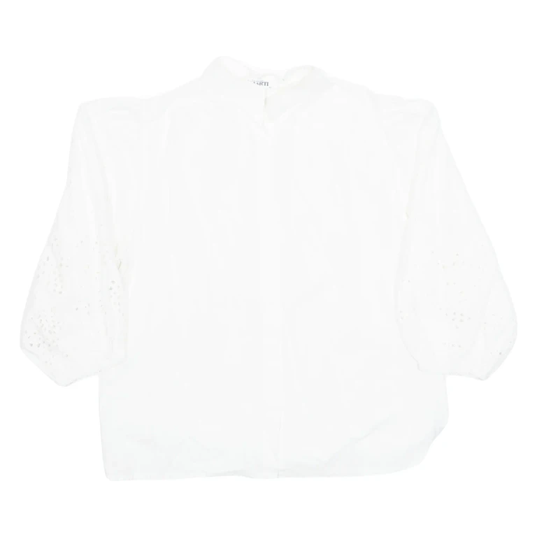 LA MODE STYLE Womens Blouse White Collared Long Sleeve M