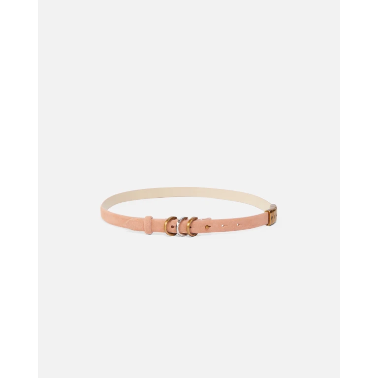 Pinko - Fine ceinture en daim de 2 cm avec anneaux logotés - S