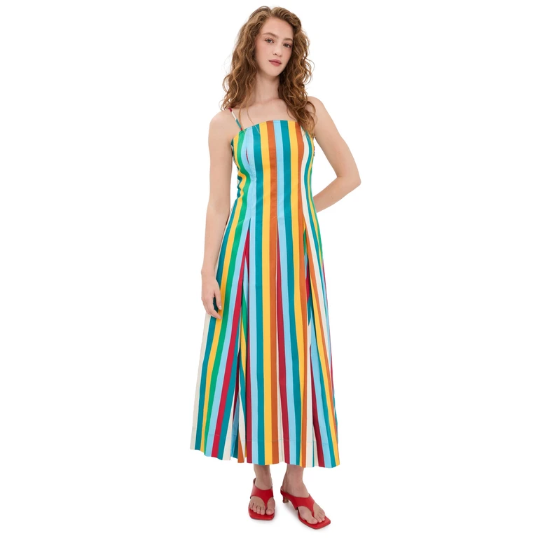 SIMONMILLER Astrid Poplin Dress Vibrant Multi Stripe XS
