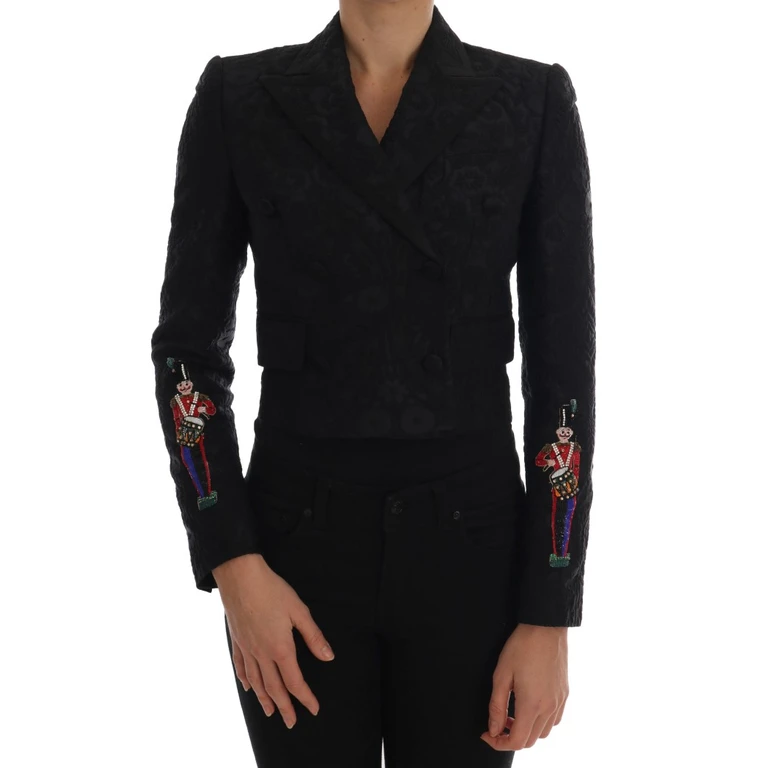 Dolce & Gabbana Black Brocade Blazer Jacket Nylon Clothing - Women