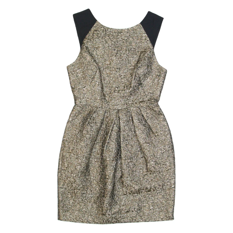WHISTLES Womens Fit & Flare Dress Gold Sleeveless Knee Length UK 6
