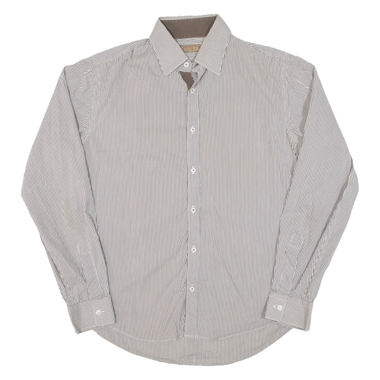 ZARA MEN Mens Shirt Grey Striped Long Sleeve L