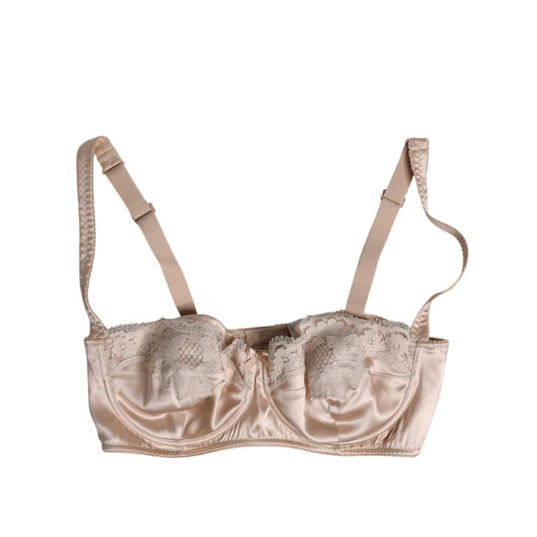 Biege Silk Underwired Balconette Bra Underwear Beige Elastane Clothing - Women