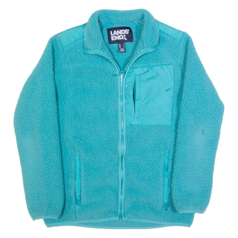 LANDS END Womens Fleece Jacket Blue S