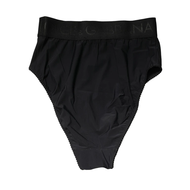 Dolce & Gabbana Black Logo Waistband High Brief Underwear Elastane Nylon Clothing - Women