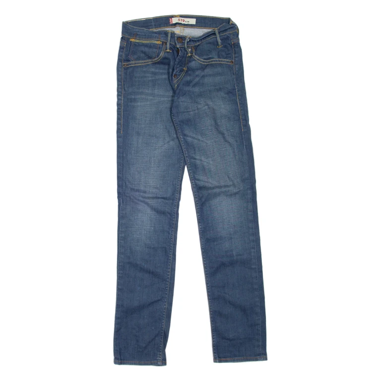 LEVI'S 519 Jeans Mens Blue Slim Skinny Stone Wash W28 L32
