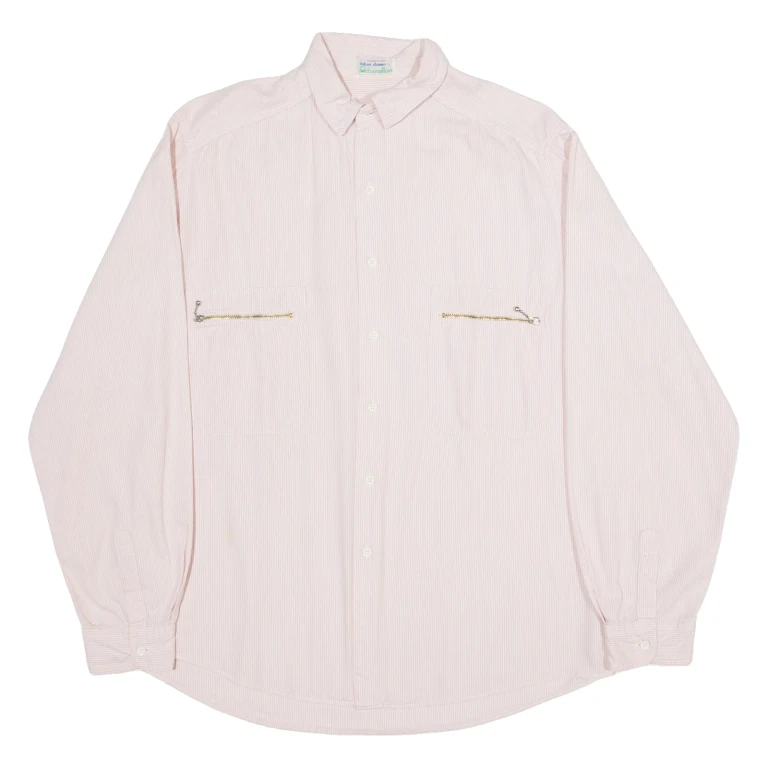 BENETTON Mens Plain Shirt Pink Long Sleeve M
