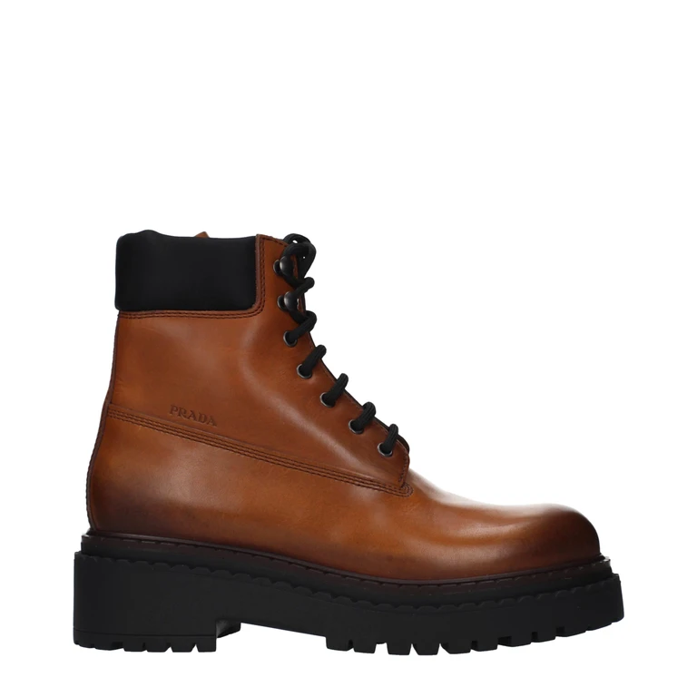 Brown Leather Ankle Boots - Women