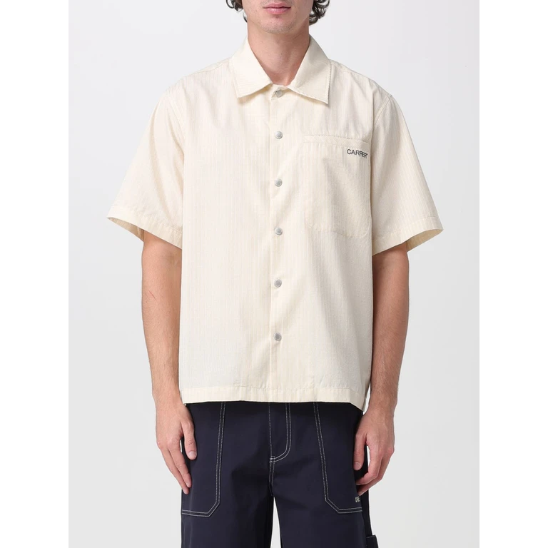 Short-Sleeve Cotton Bowling Shirt with Patch Pocket (BECKSHORTSLEEVECHECKSSHIRTECRU)