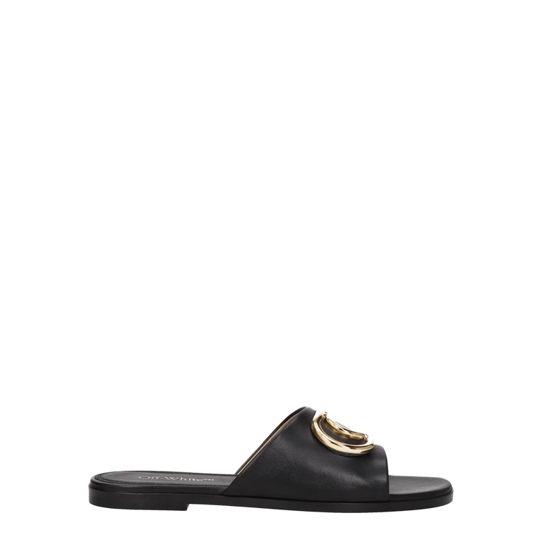 Off-White Black Leather Slippers - Women