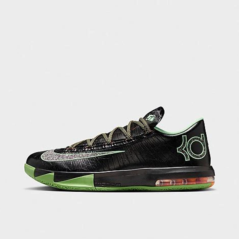 Men's KD 6 Basketball Shoes in Black/Multi-Color/Light Lucid Green Size: 7.5