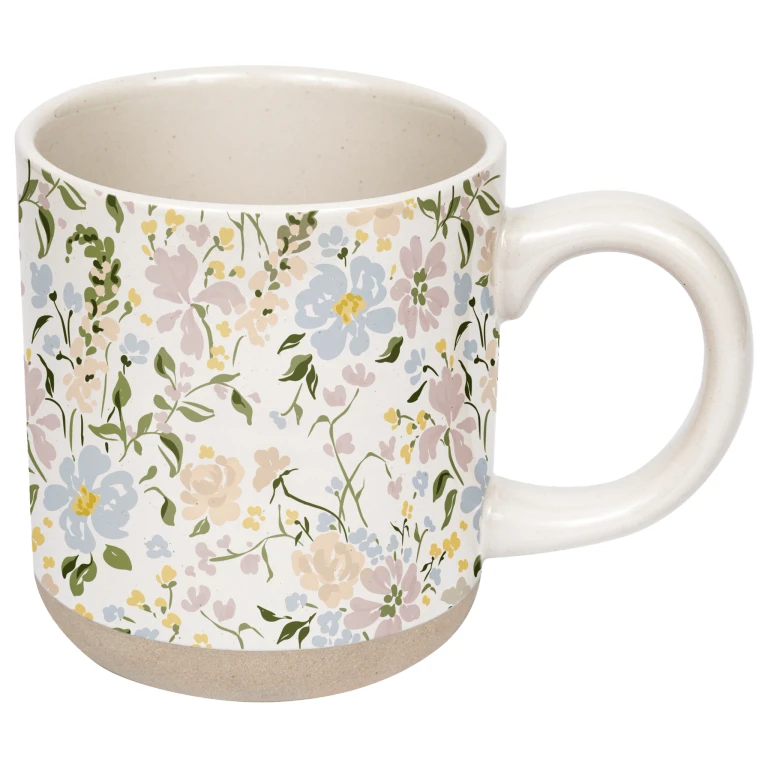 Floral 14 oz Stoneware Coffee Mug
