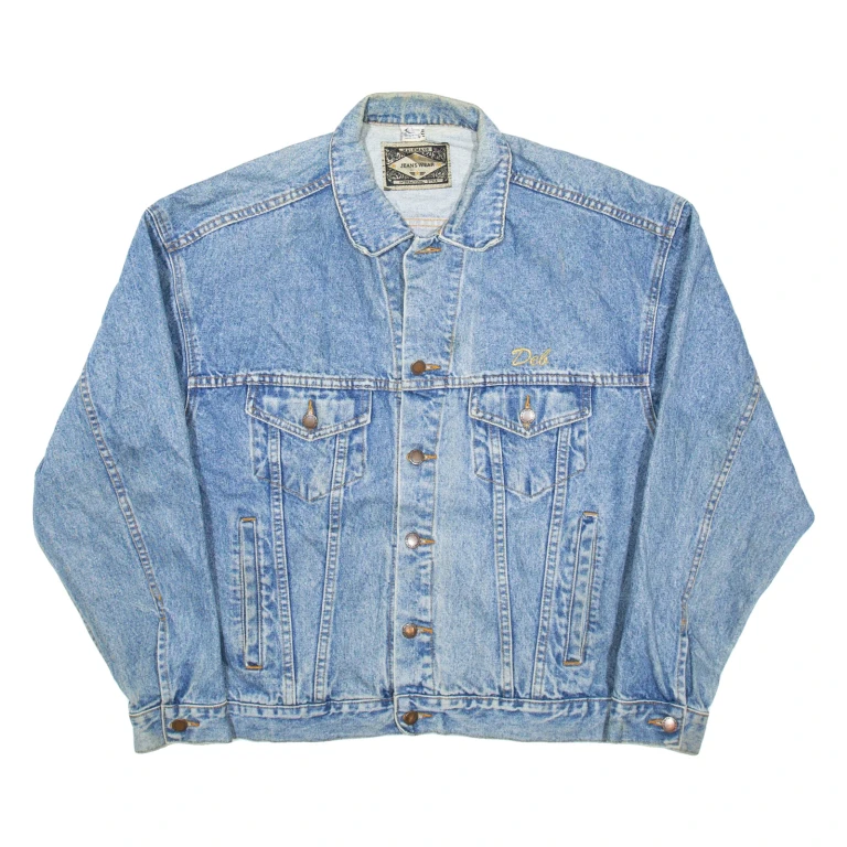HALEMANC Mens Denim Jacket Blue L