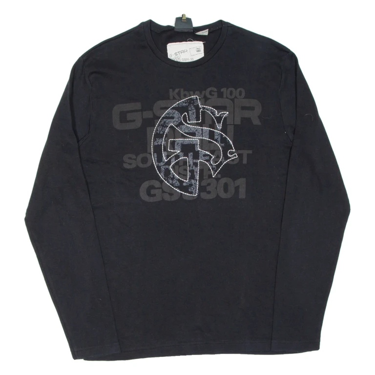 G-STAR Mens T-Shirt Black Long Sleeve M