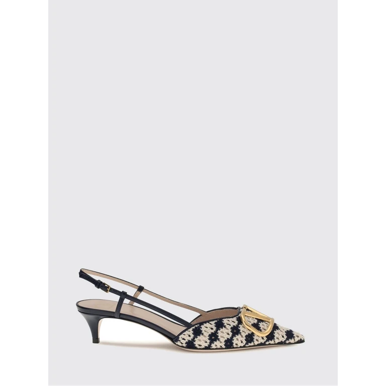 VLogo Signature Embroidered Crochet Low-Heel Slingback Court Shoes (8W0S0Q70JZU3NL)