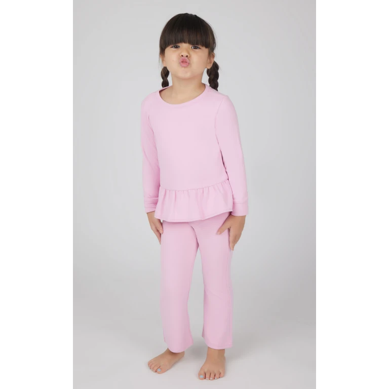 Toddler 2 PC Melange Pullover Top and Flare Leg Pant