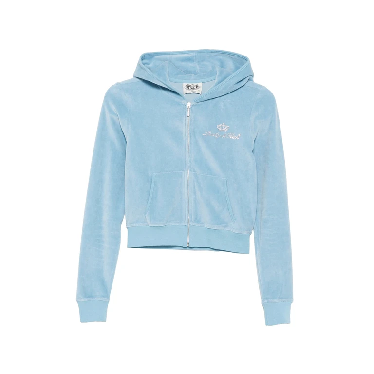 Sporty & Rich X Juicy Couture Rhinestone-embellished Zip-up Hoodie