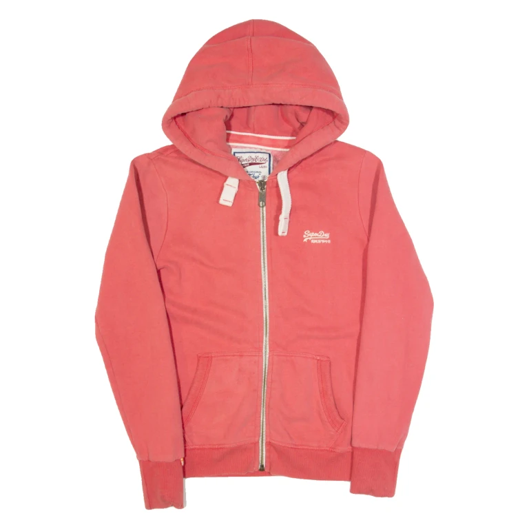 SUPERDRY Womens Pink Hoodie Full Zip L