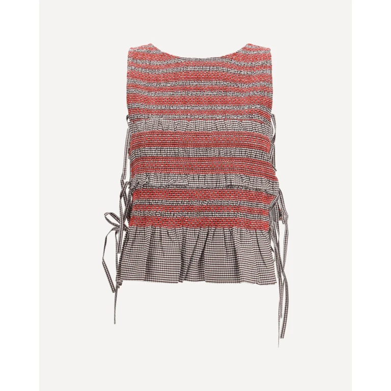 GANNI Elastic printed Top with ruching and side ties Female 36