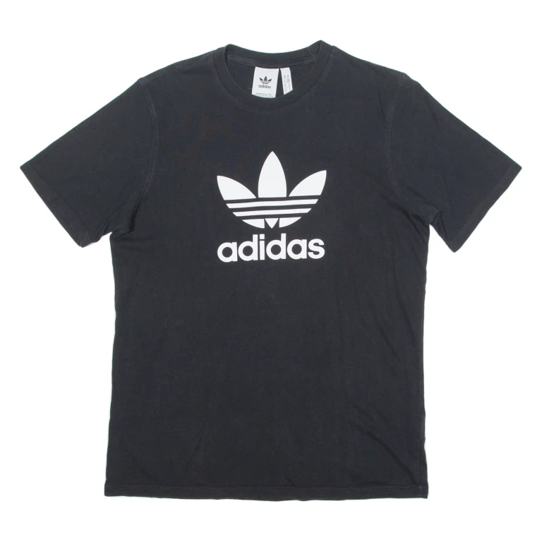 ADIDAS ORIGINALS Mens T-Shirt Black Crew Neck M