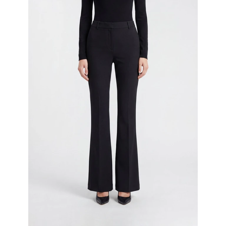 Flared Viscose Trousers with Pleats and Mid-Rise Waist (CDVSELZ00STDFT340990)