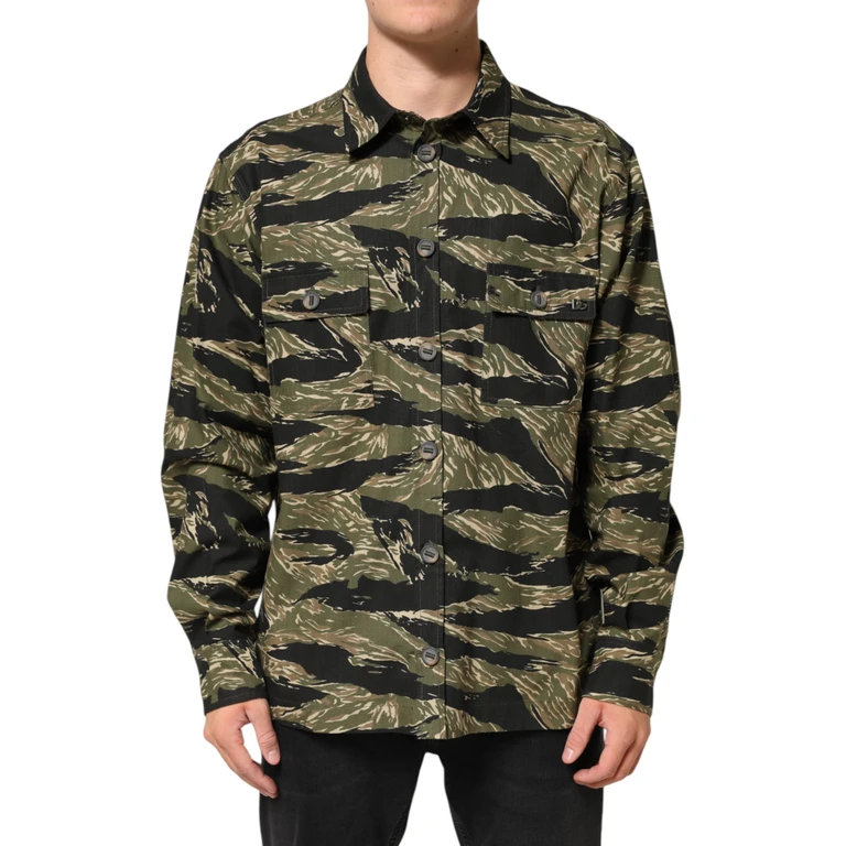 Dolce & Gabbana Multicolor Camouflage Cotton Casual Shirt Co+pl+polyester Film Fiber - Men