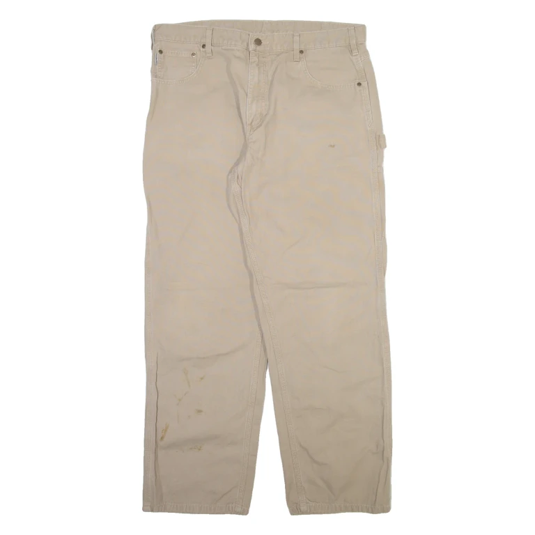 CARHARTT Carpenter Mens Trousers Beige Loose Straight W38 L32