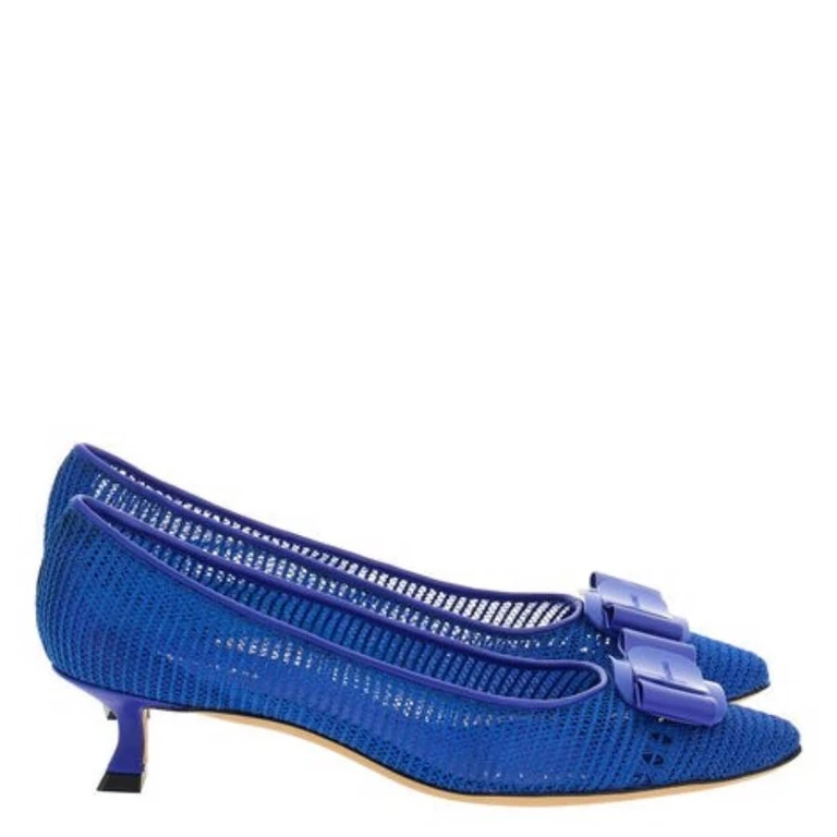 Ferragamo Zelma Mesh Bow Pumps, Size 7 C (01I116 772878)