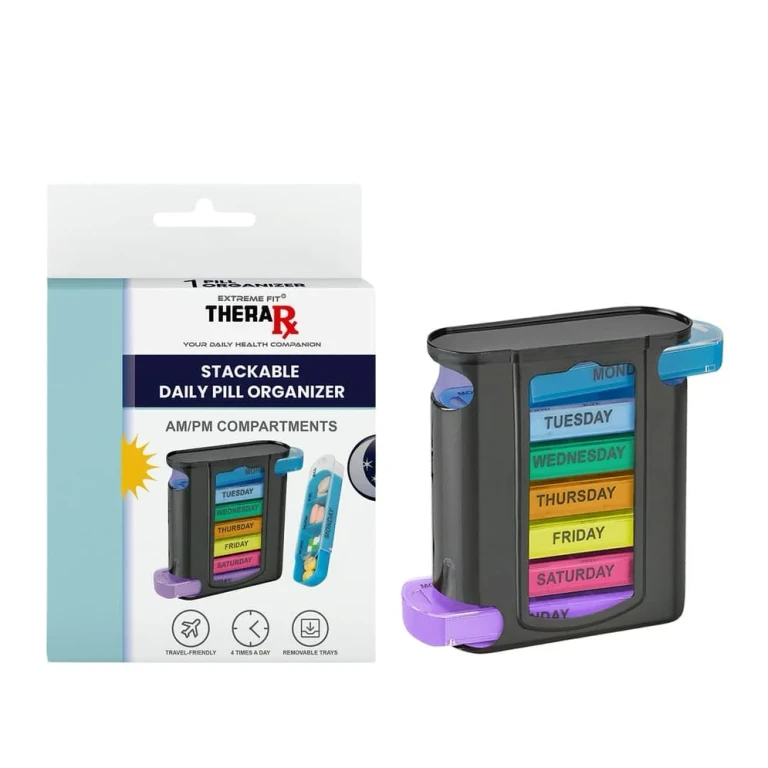 4 Times a Day, 7 Day Stackable Daily Pill and Medicine Organizer