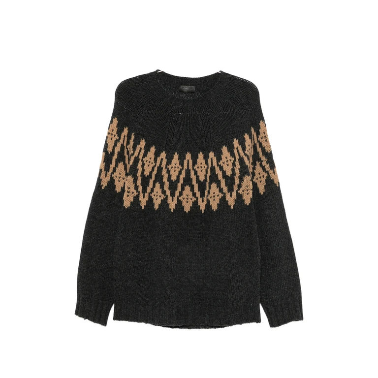 Intarsia-knit Raglan-sleeve Sweater